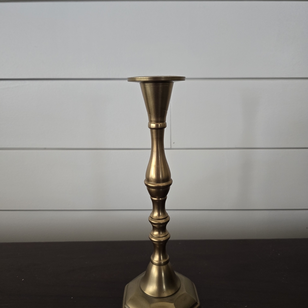 Elegant Gold Brass Tone Taper Candlestick Holder